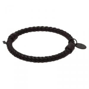 Pre Owned Bottega Veneta Intrecciato Nappa Brown Leather Bracelet