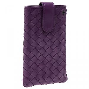 Pre Owned Bottega Veneta Purple Intrecciato Nappa iPhone 5 Case