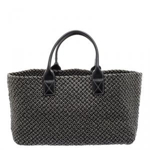 Pre Owned Bottega Veneta Dark Grey Woven Leather Medium Limited Edition 191/500 Cabat Tote