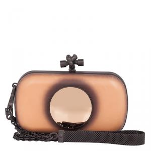 Pre Owned Bottega Veneta Bi Color Calf Sphere Palazzo Knot Clutch
