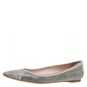 Pre Owned Bottega Veneta Grey Python Ballet Flats Size 40