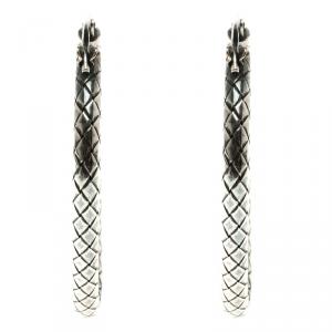 Bottega Veneta Intrecciato Antique Finish Silver Hoop Earrings