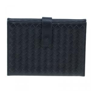 Pre Owned Bottega Veneta Black Intrecciato Leather Photo Holder