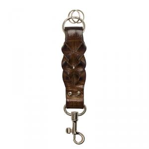 Pre Owned Bottega Veneta Brown Crocodile Hook Key Ring