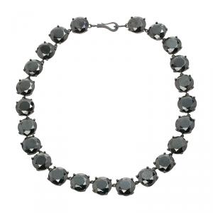 Bottega Veneta Black Zircon Coated Silver Necklace 