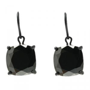 Bottega Veneta Black Zircon Coated Silver Hook Earrings