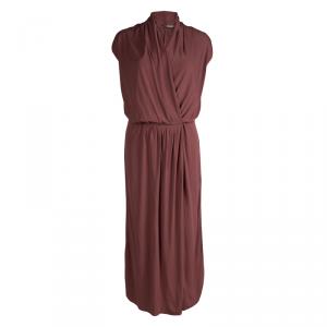 Bottega Veneta Burnt Red Sleeveless Draped Dress S