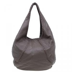Pre Owned Bottega Veneta Brown Leather Large Cervo Hobo
