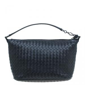 Pre Owned Bottega Veneta Black Intrecciato Nappa Leather Shoulder Bag