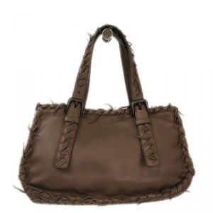 Pre Owned Bottega Veneta Brown Intrecciato Calfskin Leather Tote
