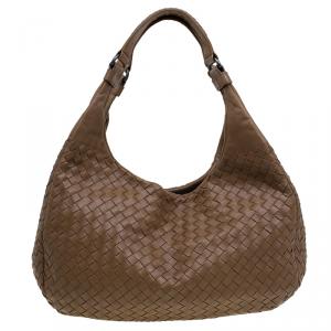 Pre Owned Bottega Veneta Brown Intrecciato Leather Medium Ball Hobo