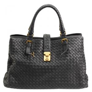 Pre Owned Bottega Veneta Black Intrecciato Roma Tote
