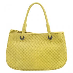 Pre Owned Bottega Veneta Yellow Intrecciato Nappa Leather Tote