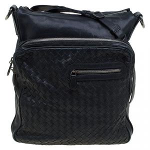Pre Owned Bottega Veneta Black Intrecciato Leather Shoulder Bag