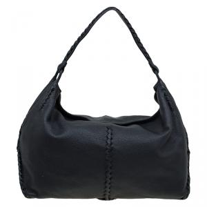 Pre Owned Bottega Veneta Black Cervo Leather Loop Hobo