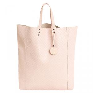 Pre Owned Bottega Veneta Pink Intrecciomirage Leather Tote 