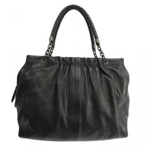 Pre Owned Bottega Veneta Black Calfskin Leather Tote