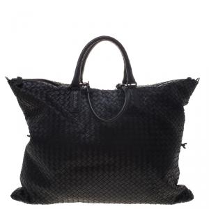 Pre Owned Bottega Veneta Black Intrecciato Nappa Leather Convertible Tote