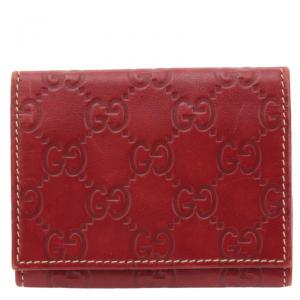 Gucci Red Guccissima Leather Card Case