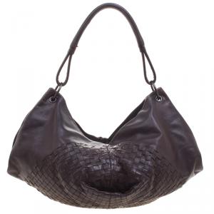 Pre Owned Bottega Veneta Brown Intrecciato Leather Aquilone Fortune Cookie Hobo