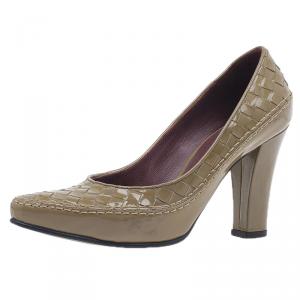 Pre Owned Bottega Veneta Tan Intrecciato Leather Pumps Size 35.5 