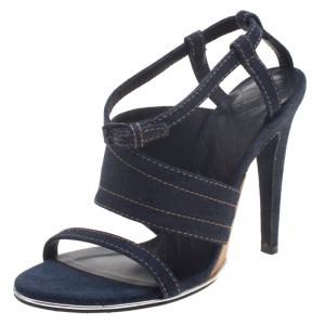 Pre Owned Bottega Veneta Denim Ankle Strap Sandals Size 37