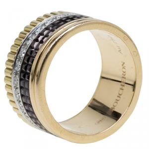Boucheron Quatre Classic Diamonds Yellow White and Pink Gold Large Ring Size 52
