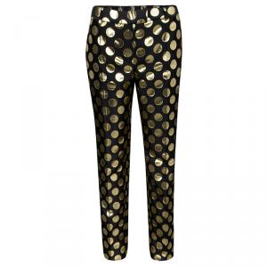 Boutique Moschino Black and Gold Foil Polka Dot Pants M