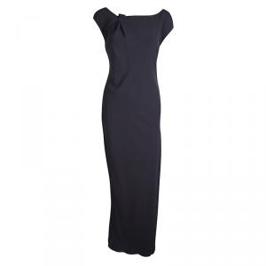 Brunello Cuccinelli Grey Silk Draped Sleeveless Maxi Dress M