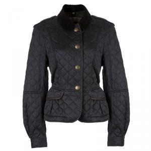 Pre Owned Burberry Brit Grey Quilted Short Jacket L