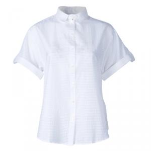 مملوكة مسبقًا Burberry White Short Sleeve Cotton Top XS
