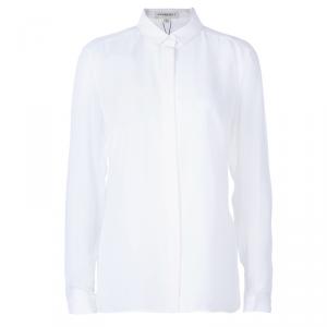 مملوكة مسبقًا Burberry White Silk Button Down Top M