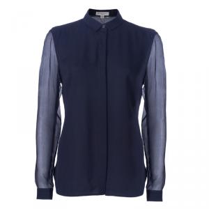 Pre Owned Burberry Black Silk Button Down Top M