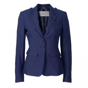 Pre Owned Burberry Blue Novacheck Lining Blazer S
