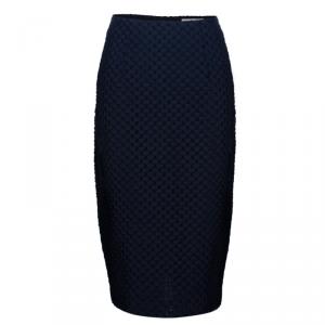 Pre Owned Burberry Black Textured Skirt M