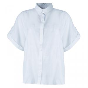 Pre Owned Burberry White Striped Blouse M