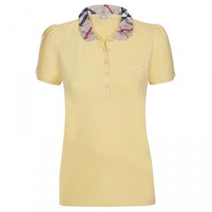Pre Owned Burberry Brit Yellow Novacheck Collar Polo Shirt S