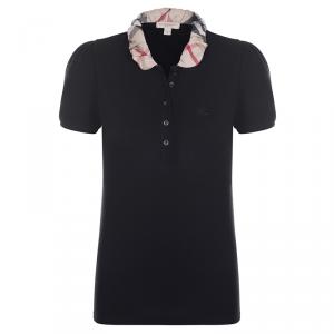 Pre Owned Burberry Brit Black Novacheck Collar Polo Shirt S