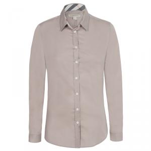 مملوكة مسبقًا Burberry Brit Beige Novacheck Detail Cotton Shirt S