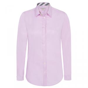 مملوكة مسبقًا Burberry Brit Light Pink Novacheck Detail Cotton Shirt L