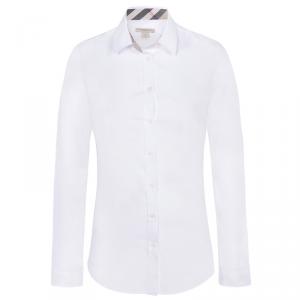 Pre Owned Burberry Brit White Novacheck Detail Cotton Shirt S