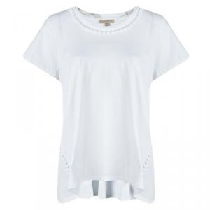 مملوكة مسبقًا Burberry Brit White Cotton Lace Trim Detail T-Shirt XL