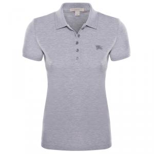 Pre Owned Burberry Brit Grey Melange Short Sleeve Polo Shirt M