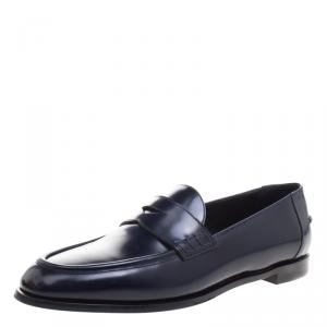 Pre Owned Burberry Oxford Blue Leather Oban Penny Loafers Size 38
