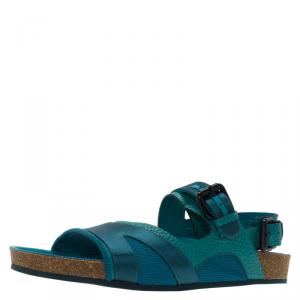 Burberry Blue Leather and Mesh The Field Sandals Size 39.5