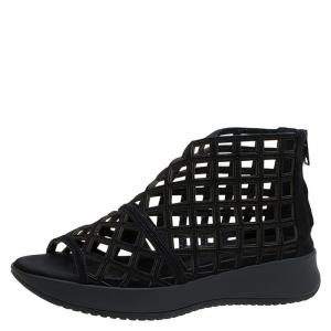 Burberry Black Suede Gladiator Platform Sandals Size 37