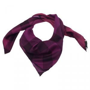 Pre Owned Burberry Magenta Novacheck Square Scarf