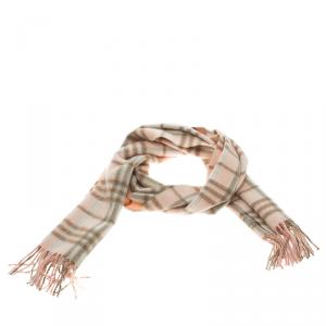 Burberry Blush Pink Checked Cashmere Muffler