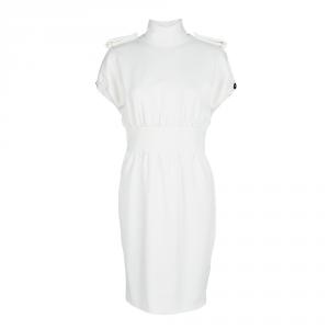 مملوكة مسبقًا Burberry White Stretch Ponte Turtle Neck Dress M