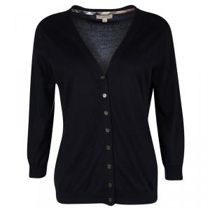 Pre Owned Burberry Brit Navy Blue Knit Button Front Cardigan L